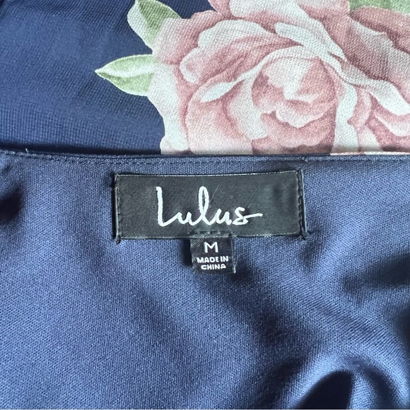 LULUS The Very Thought of You Navy Blue Floral Print Maxi Dress Gown Size M Rose - Picture 4 of 14